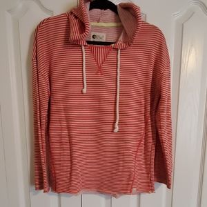 Billabong Red White Striped Hoodie Sweater Large